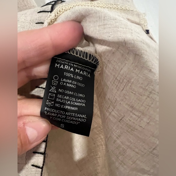 NEW MARIA MARIA HECHO EN MEXICO Linen embroidered top Size S Anthropologie - Picture 5 of 7